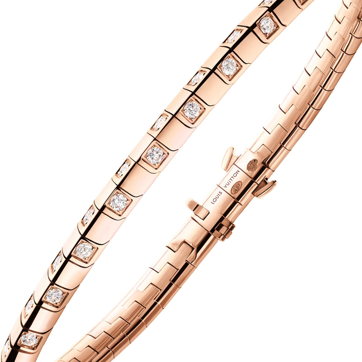 Le Damier de Louis Vuitton Small Bracelet, Rose Gold and Diamonds