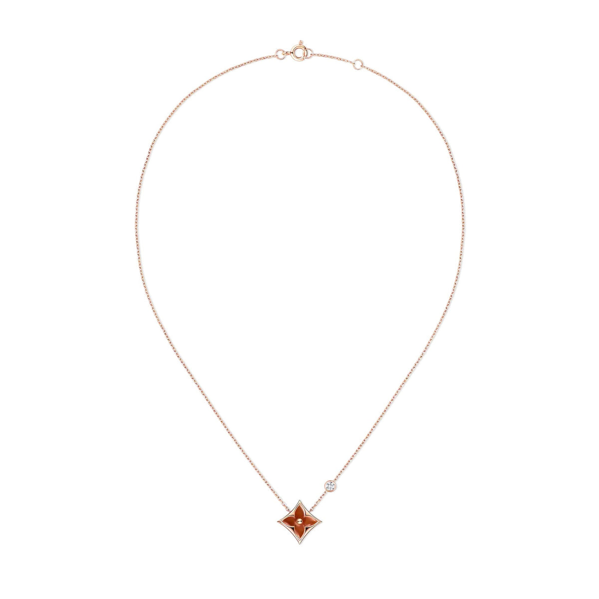 Color Blossom BB Star Pendant, Pink Gold, Cornelian and Diamond