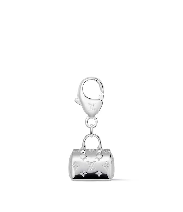Speedy Silver LV Charm
