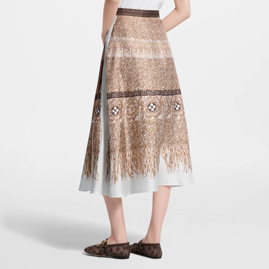 Woven Print Fluid Skirt