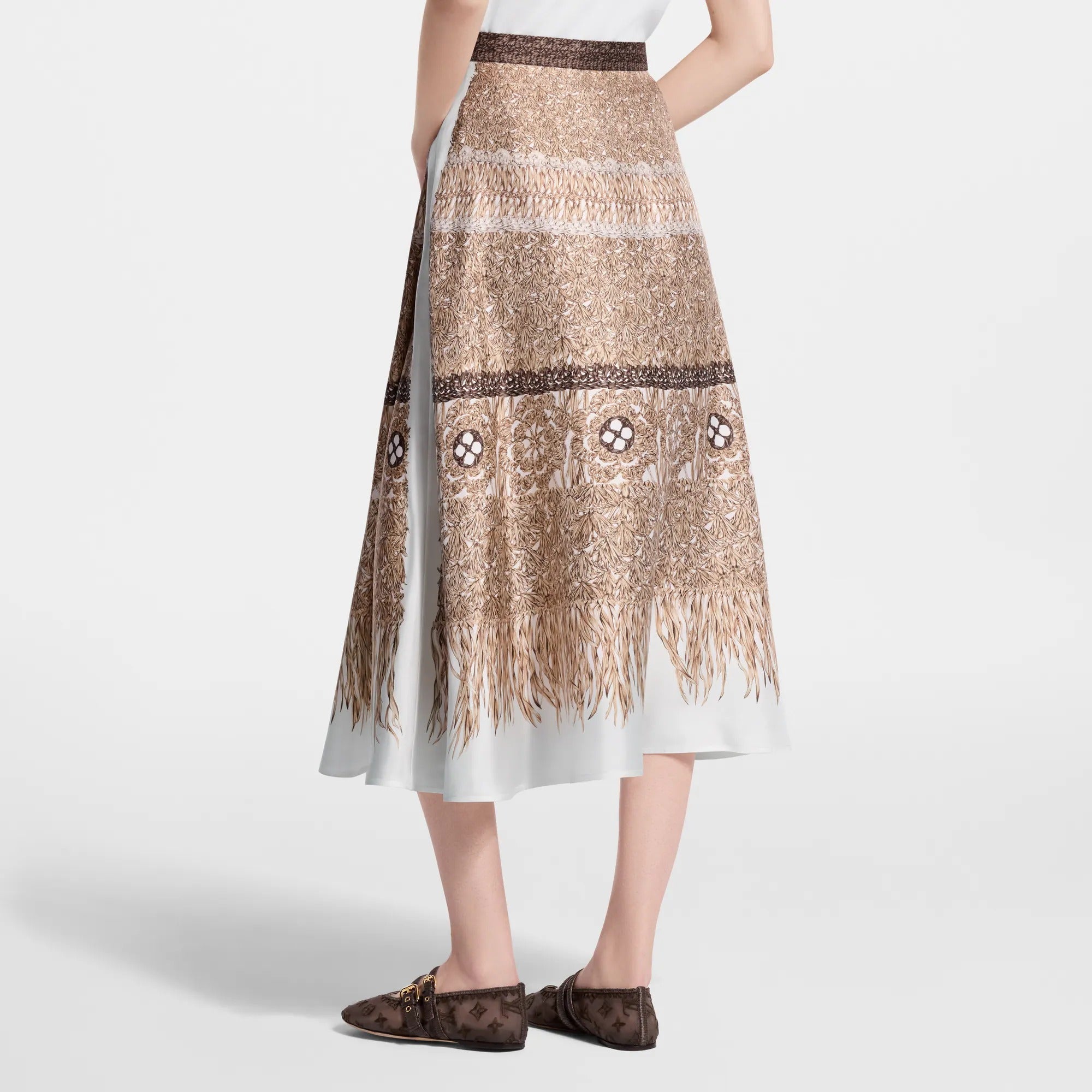 Woven Print Fluid Skirt