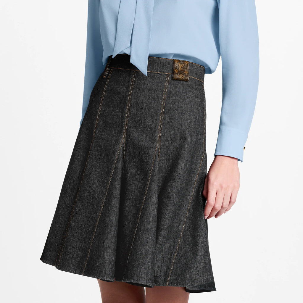 Topstitched Denim Skirt
