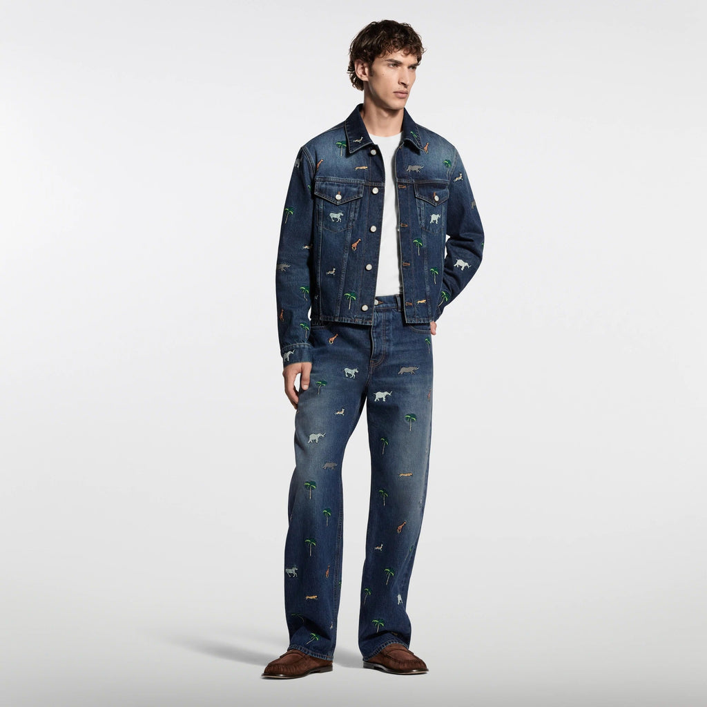 LV x The Darjeeling Limited Embroidered Denim Skate Pants