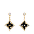 Color Blossom BB Star Earrings, Yellow Gold, Onyx and Diamonds