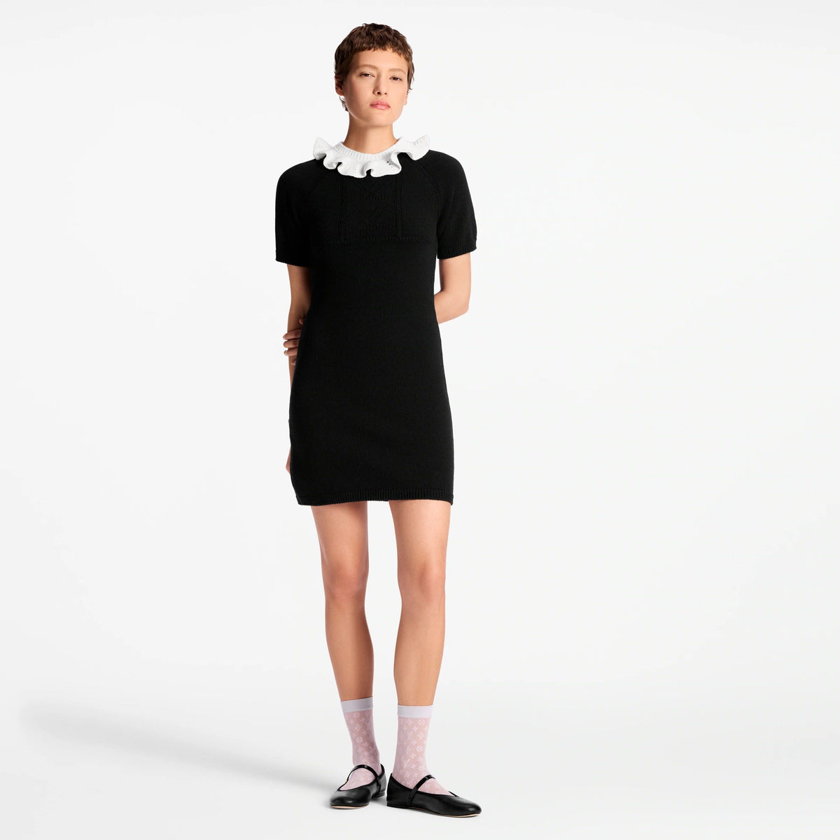 Ruffle Collar Knit Dress