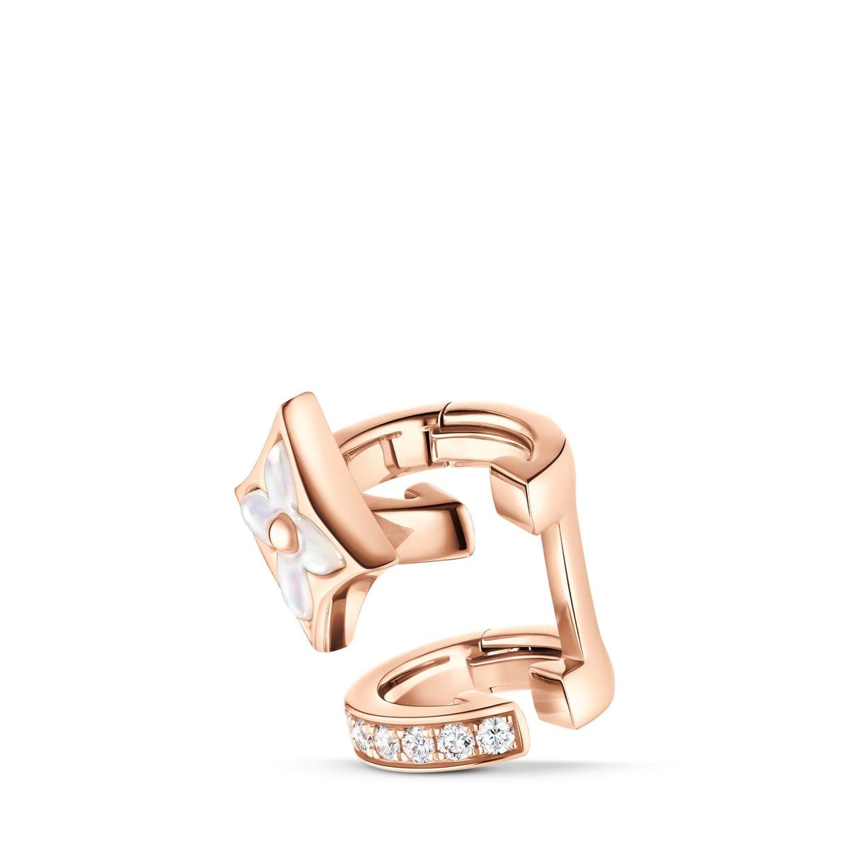 Color Blossom XS Star Earcuff, Pink Gold, White Mother-of-Pearl and Diamonds - per unit
