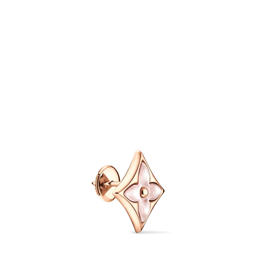 Color Blossom BB Star Ear Stud, Pink Gold and Pink Mother-of-Pearl - Per Unit