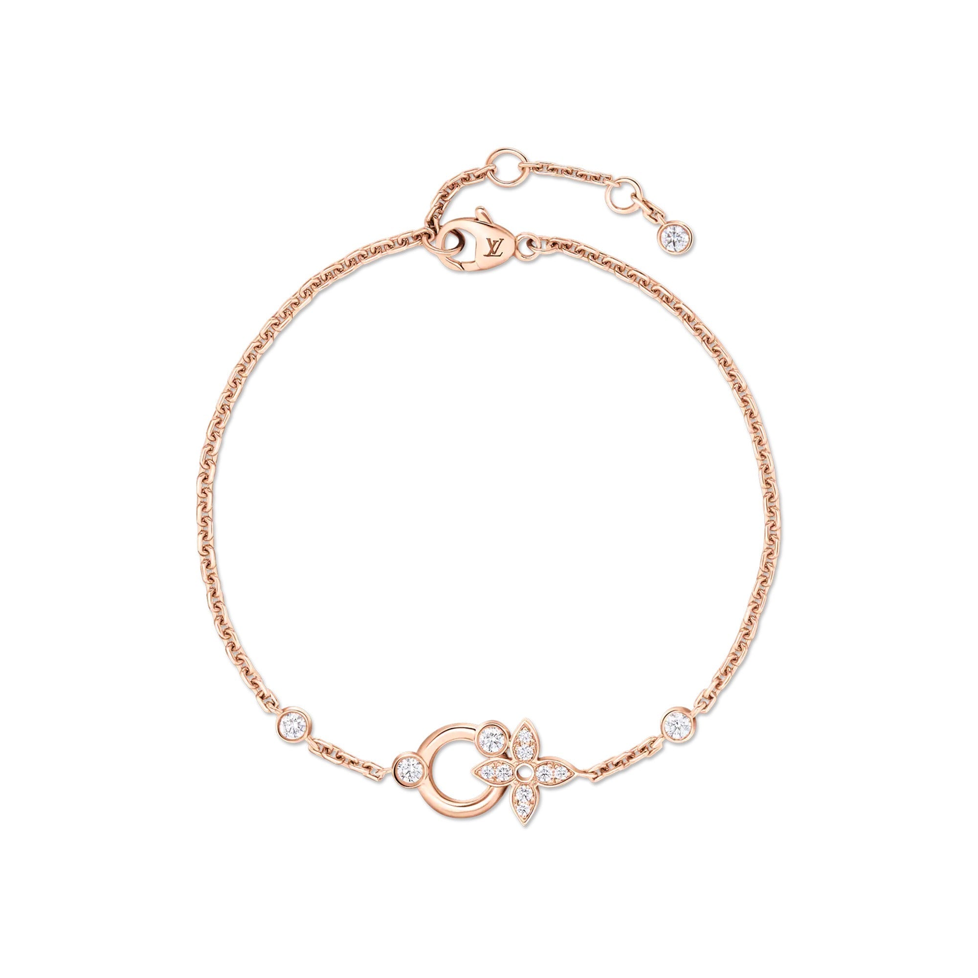 Idylle Blossom Bracelet, Pink Gold and Diamonds