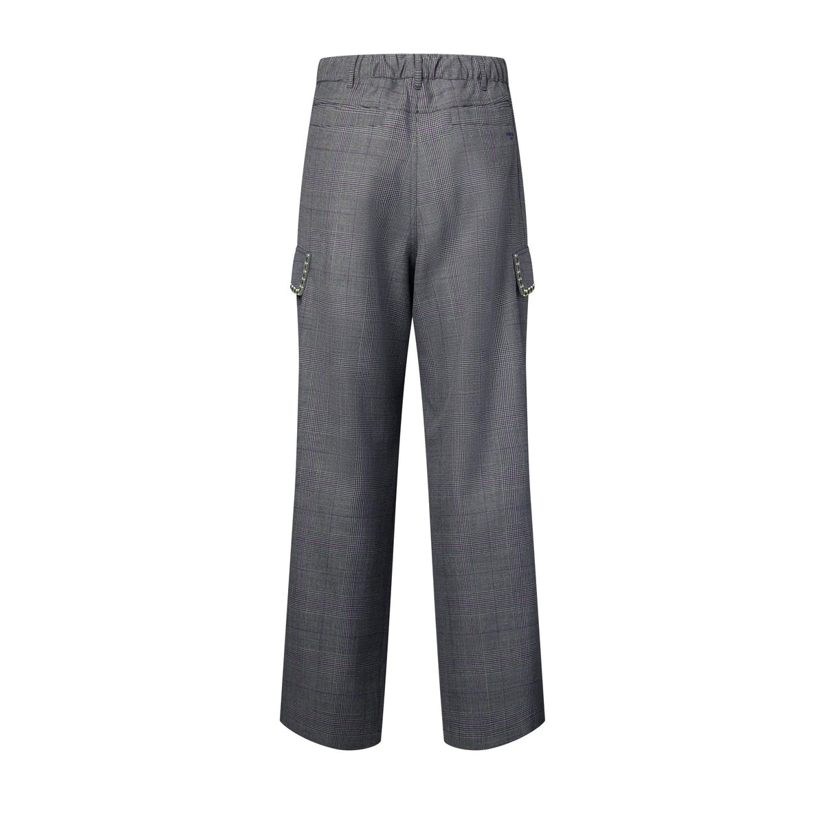 Check Embroidered Cargo Pants