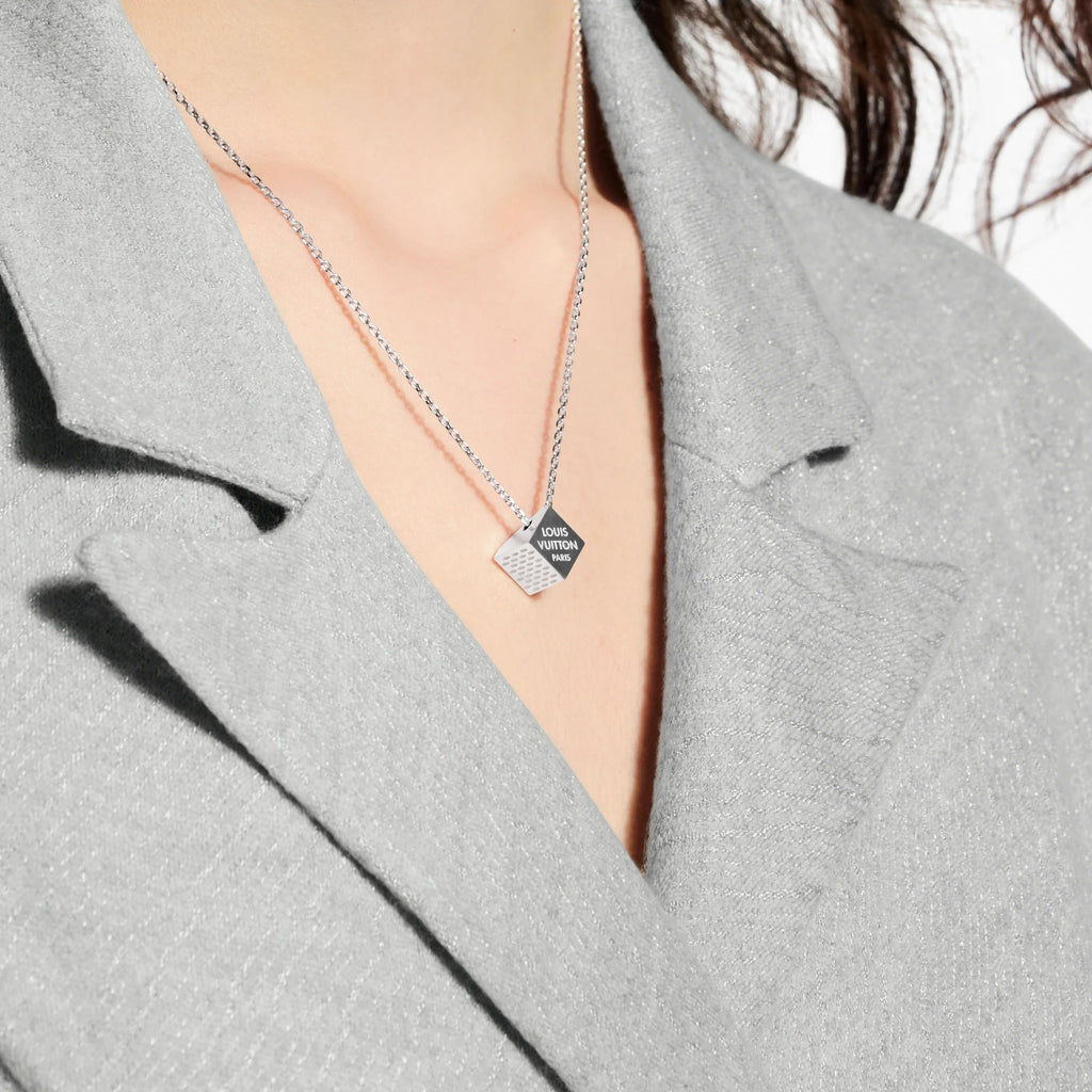 LV Cube Necklace Silver
