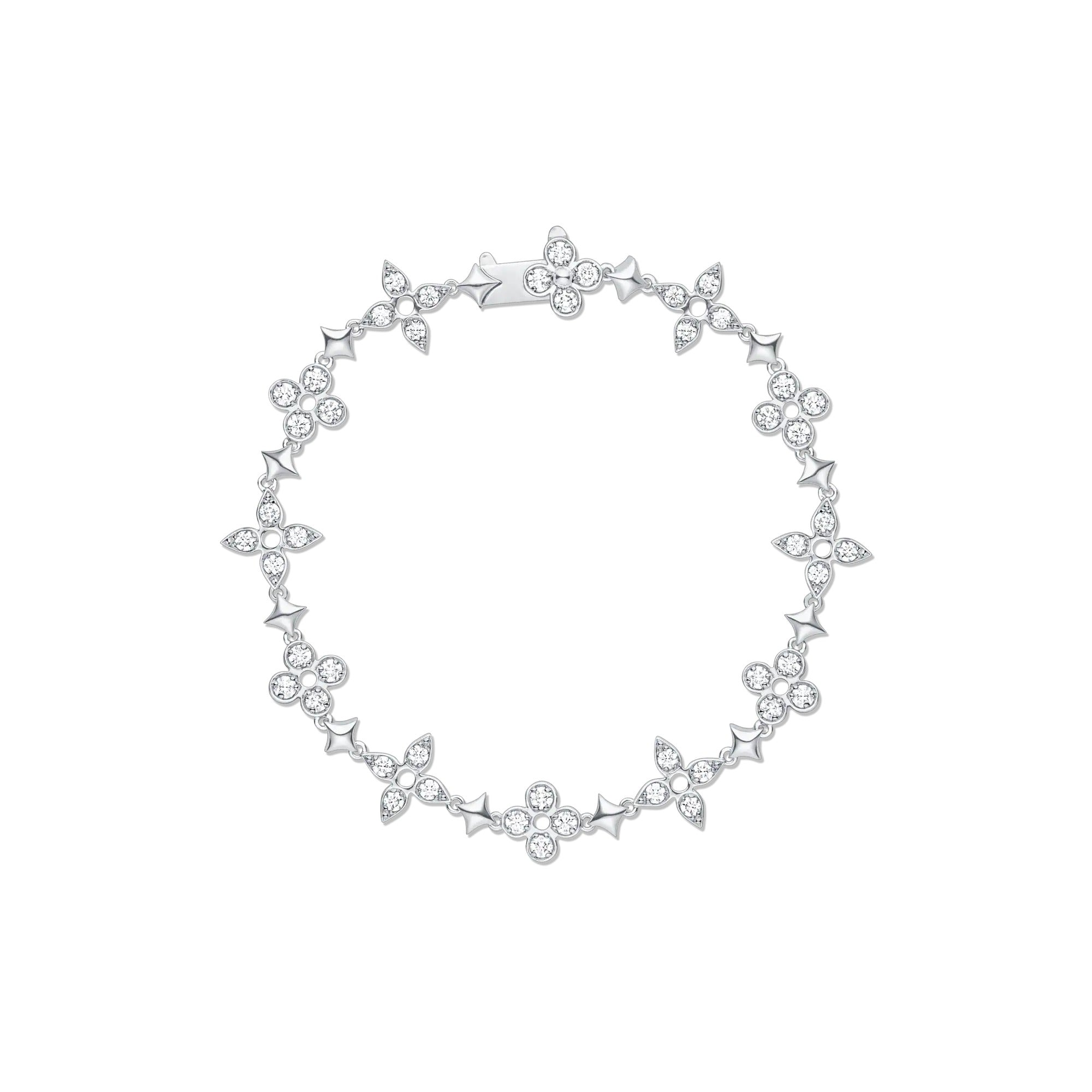 Dentelle One Row Bracelet, White Gold And Diamonds