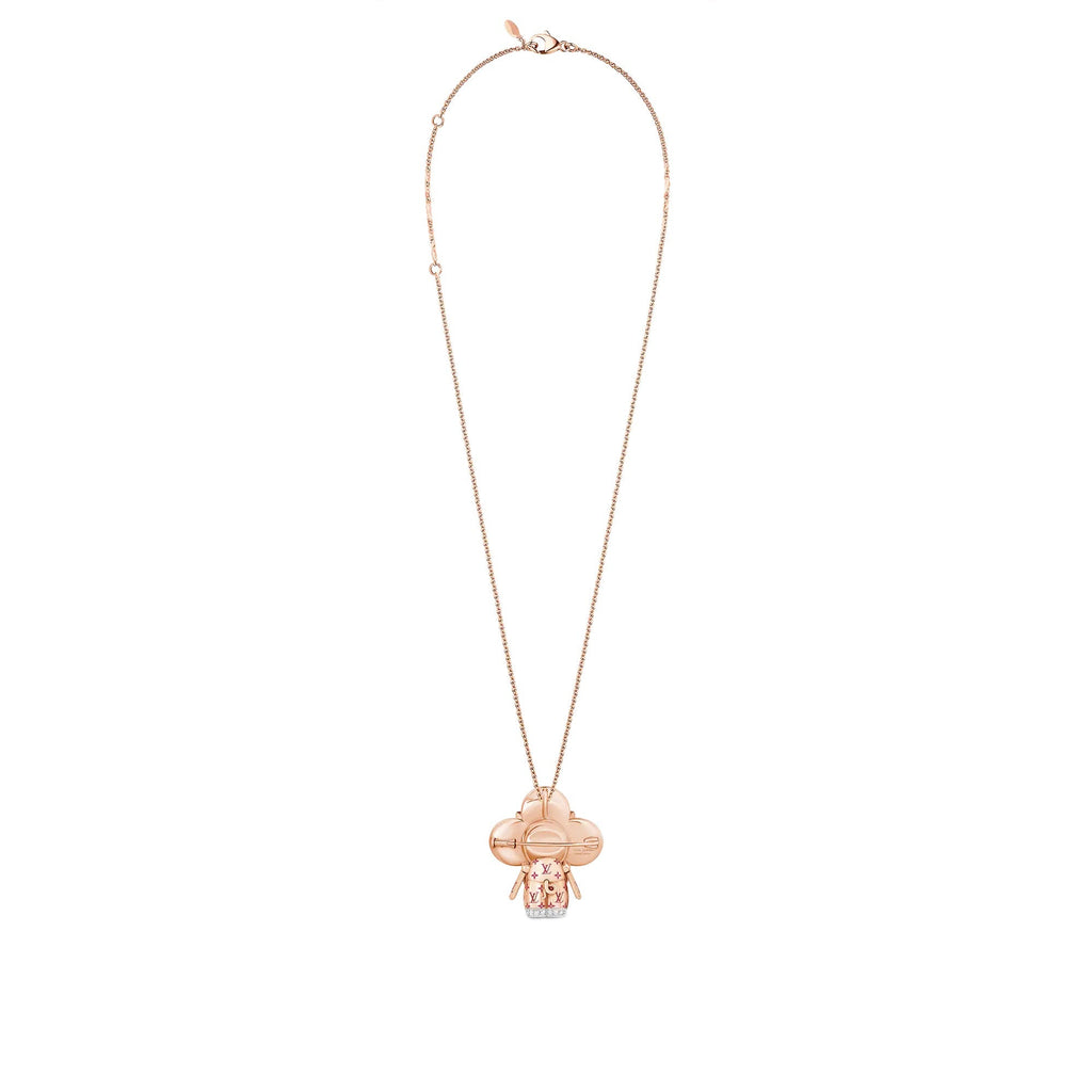 Vivienne Pig Pendant, Pink Gold, Lacquer, Diamonds & Colored Gemstones