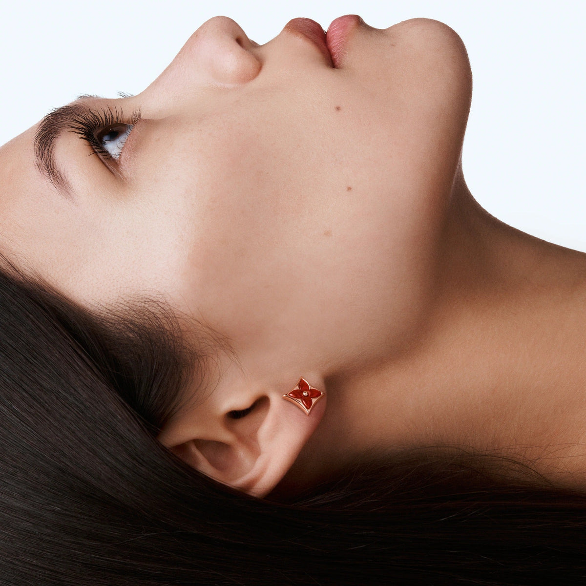 Color Blossom BB Star Ear Stud, Pink Gold and Cornelian - Per Unit