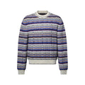 Striped Cable-Knit Crewneck