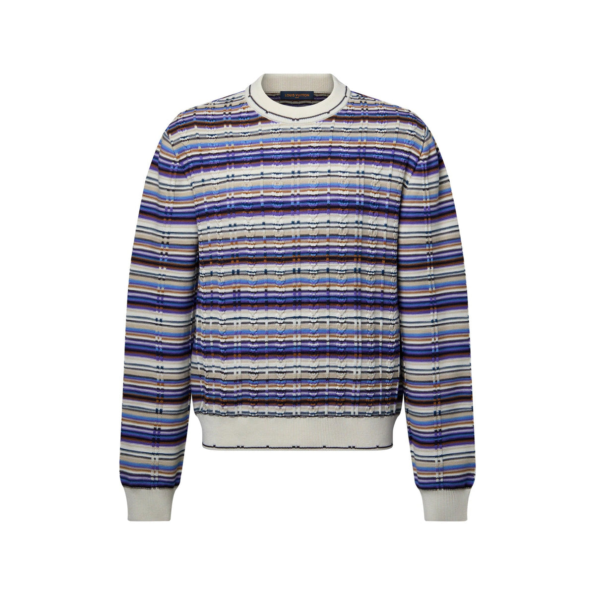 Striped Cable-Knit Crewneck