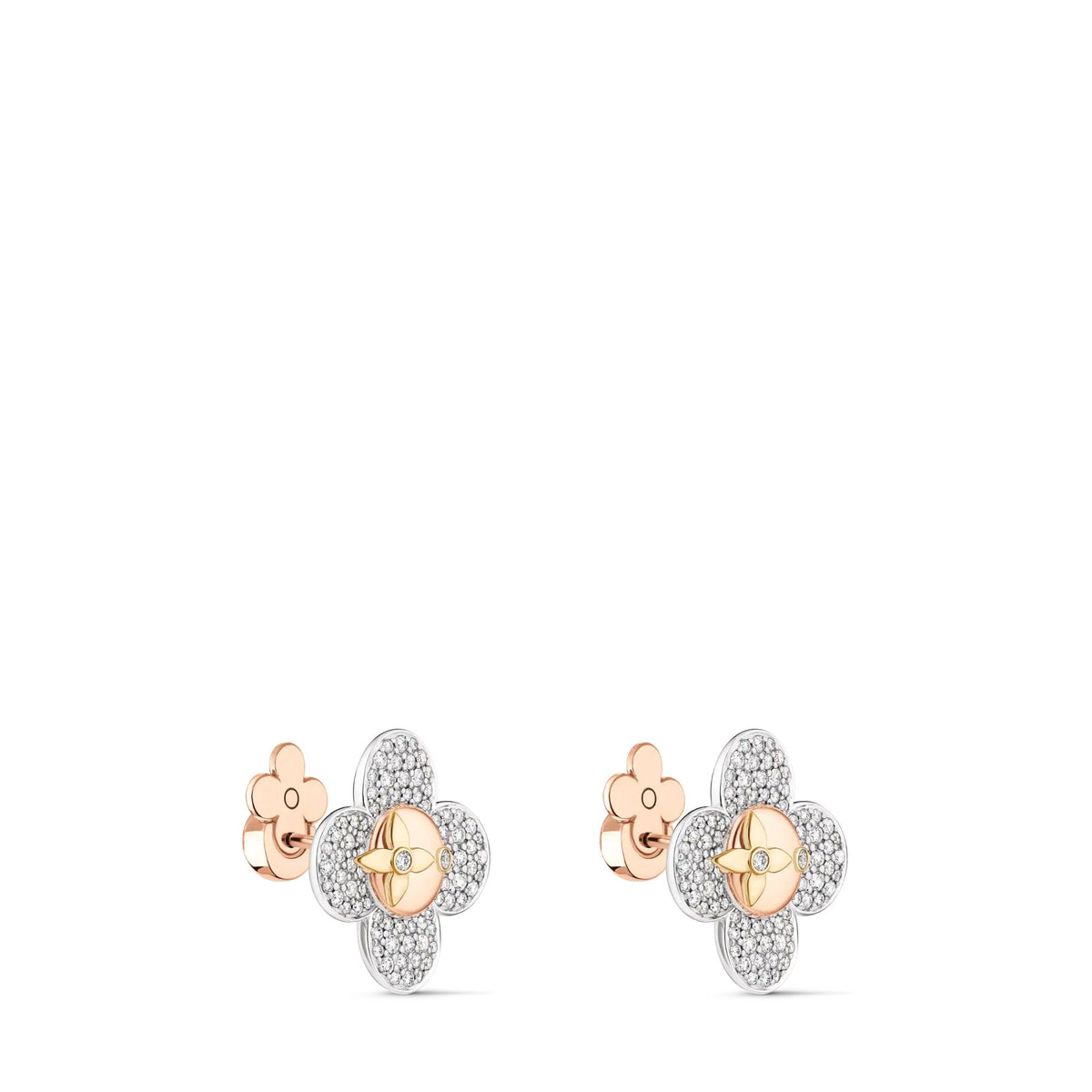 Vivienne Earrings, 3 Golds and Diamonds