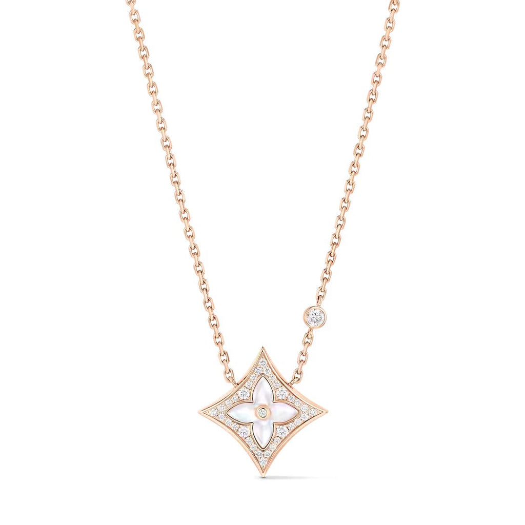 Color Blossom M Star Pendant, Pink Gold, White Mother-of-Pearl and Diamonds