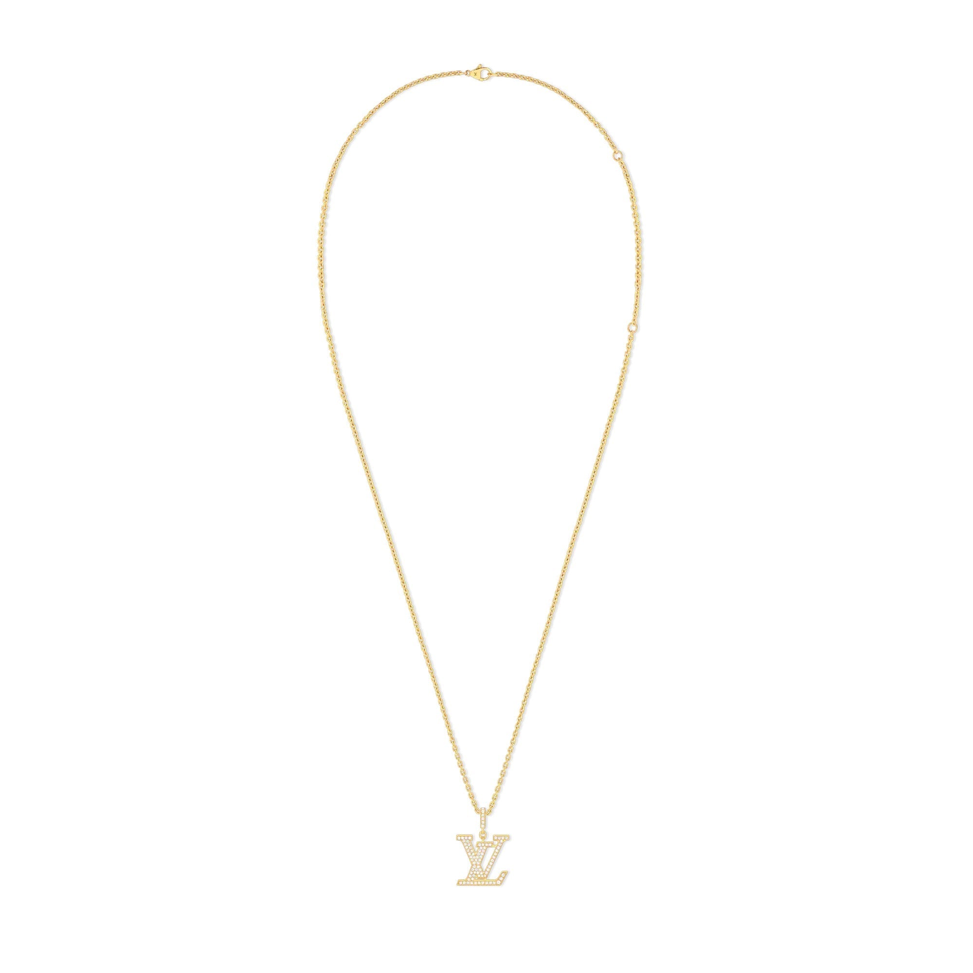 LV Medium Pendant, Yellow Gold And Diamonds