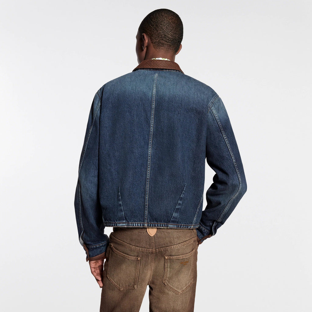 Denim Jacket With Leather Signature Details