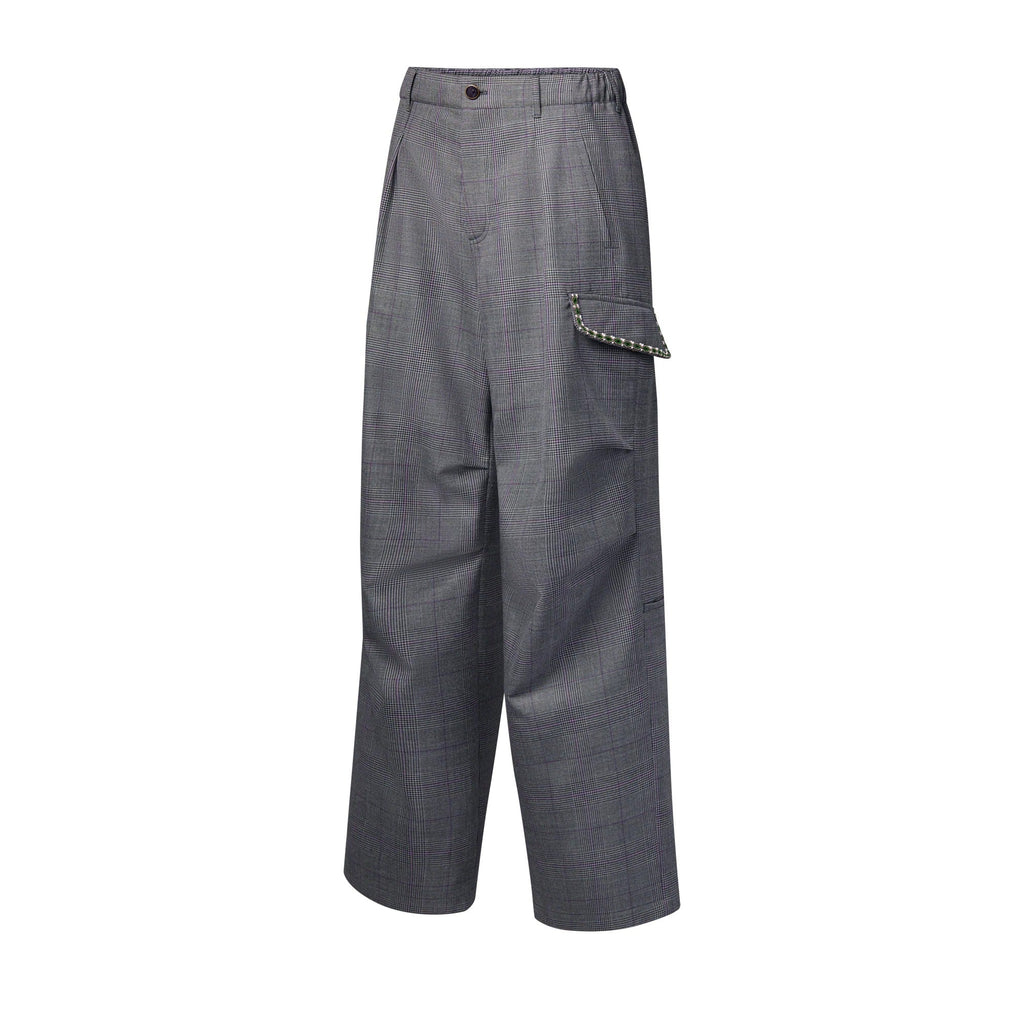 Check Embroidered Cargo Pants