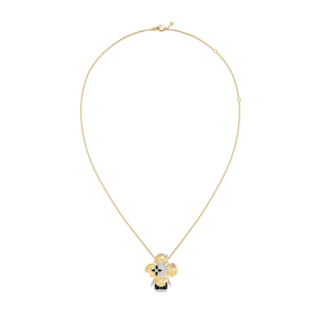 Vivienne Rat Pendant, 3 Golds, Lacquer, Diamonds & Colored Gemstones