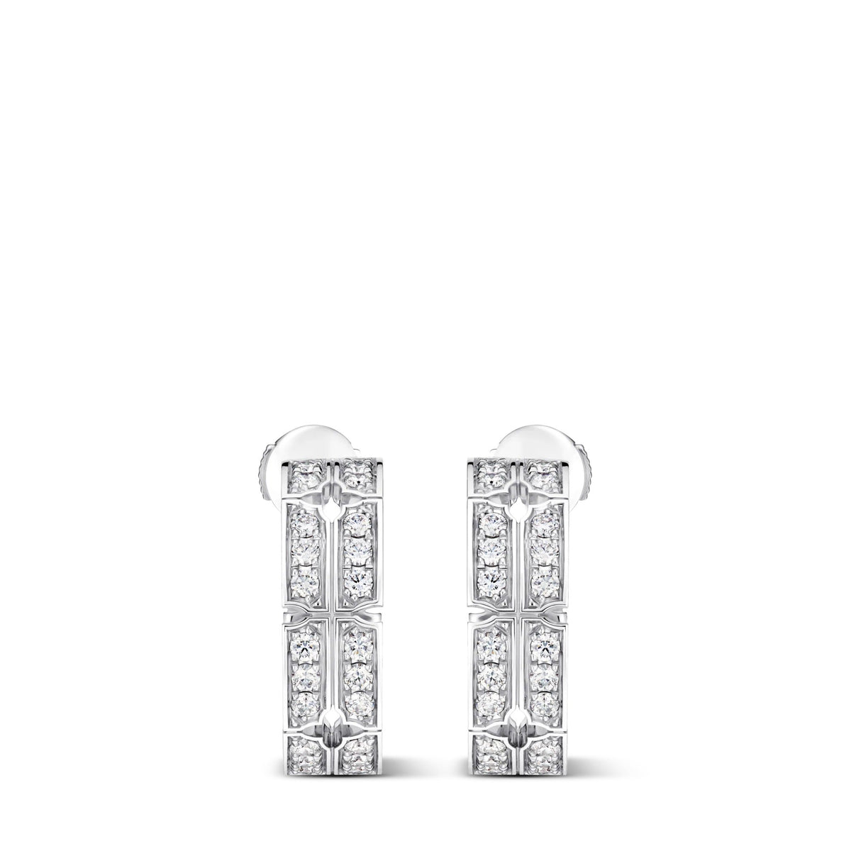 Tumbler Large Earrings, White Gold and Diamonds