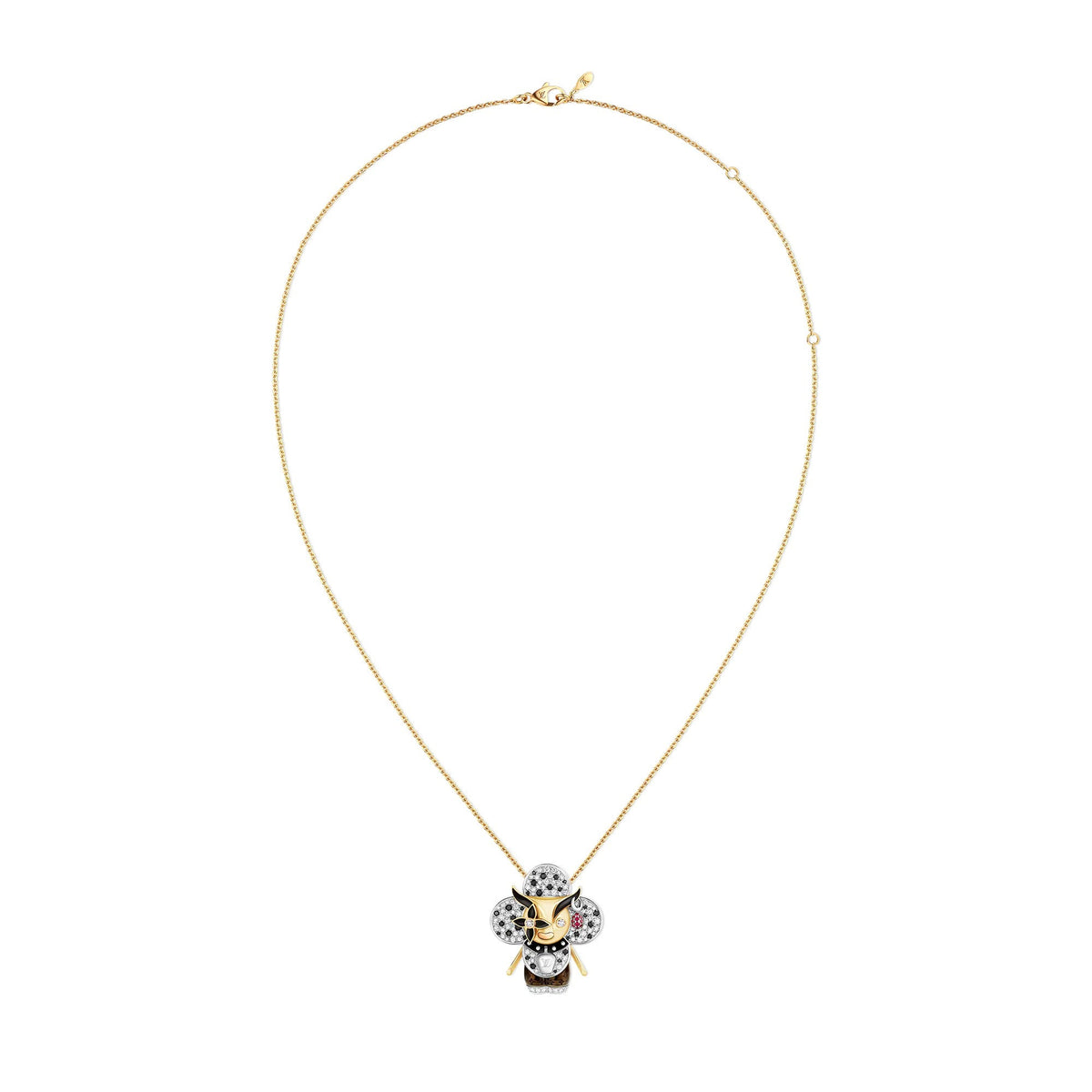 Vivienne Ox Pendant, 3 Golds, Lacquer, Diamonds & Colored Gemstones