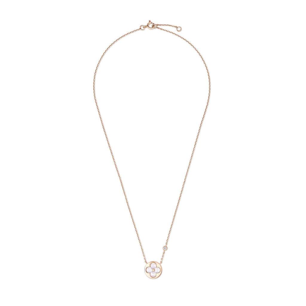 Color Blossom BB Sun Pendant, Pink Gold, White Mother-of-Pearl and Diamond