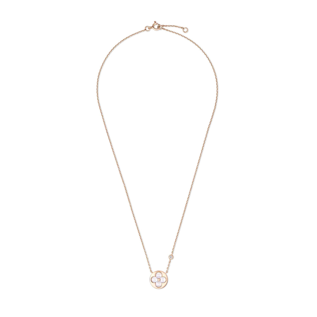 Color Blossom BB Sun Pendant, Pink Gold, White Mother-of-Pearl and Diamond