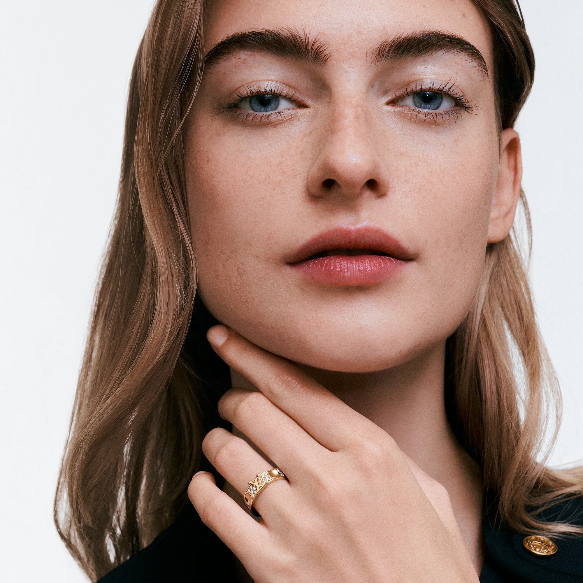 Empreinte Medium Ring, Yellow Gold and Diamonds