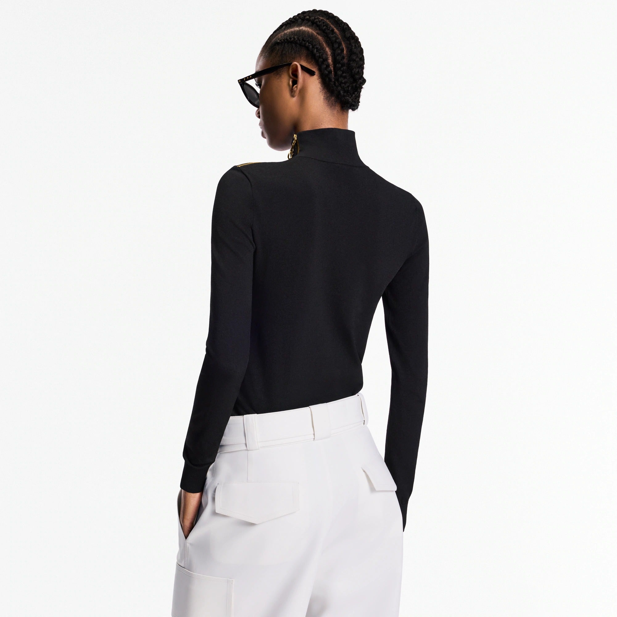 Shoulder Detail Turtleneck Sweater