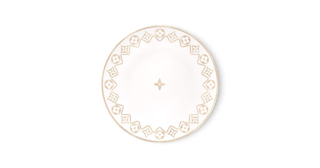 Set Of 2 Dinner Plates Monogram Flower Tile