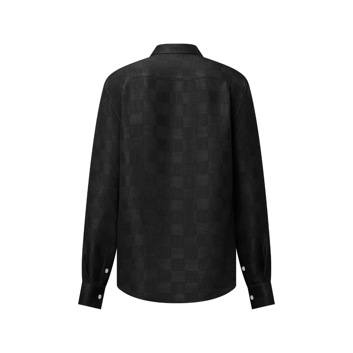 Jacquard Damier Long-Sleeved Silk Shirt