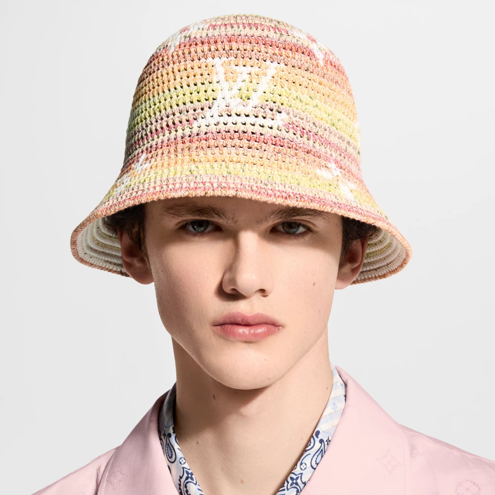 Monogram Stripes Crochet Bucket Hat