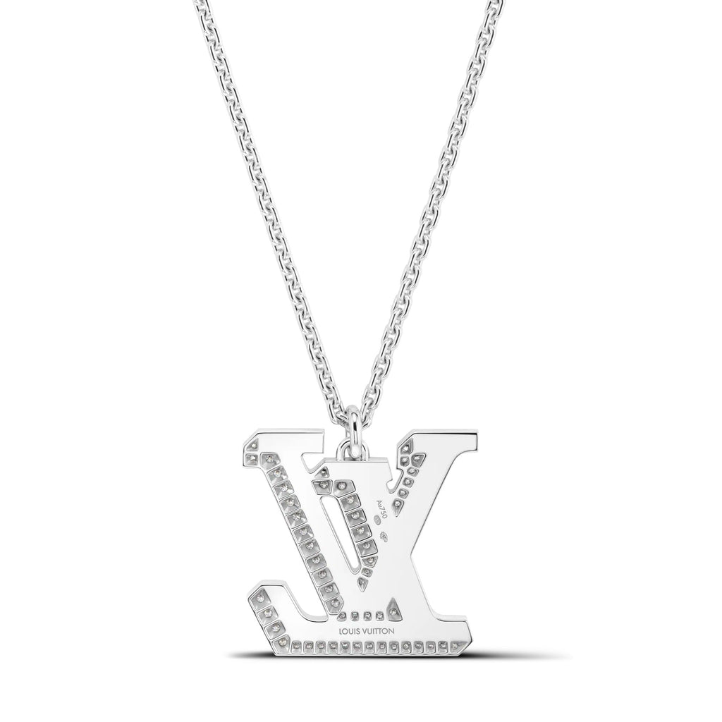 LV Large Pendant, White Gold, Diamonds, Blue Agate and Green Agate