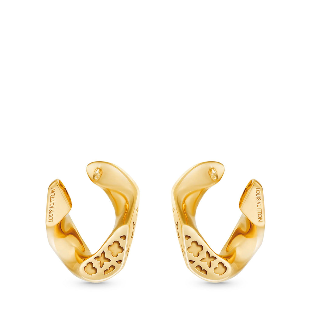 Cuban Chain Earrings, Yellow Gold and Diamonds