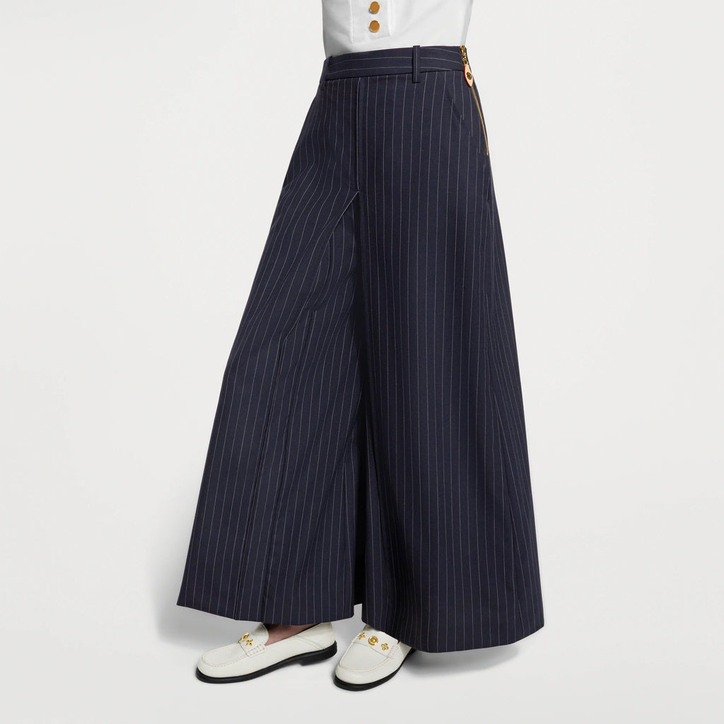 Wide-Leg Pinstriped Pants