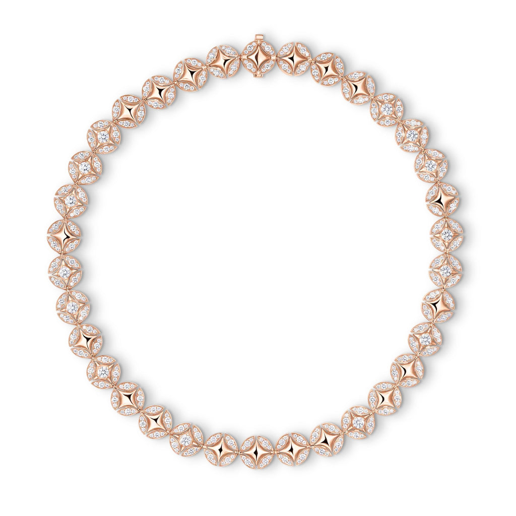 Galaxie Long Necklace, Rose Gold and Diamonds