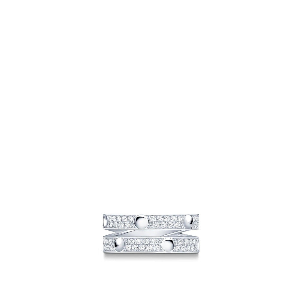 Empreinte Double Ring, White Gold and Diamonds