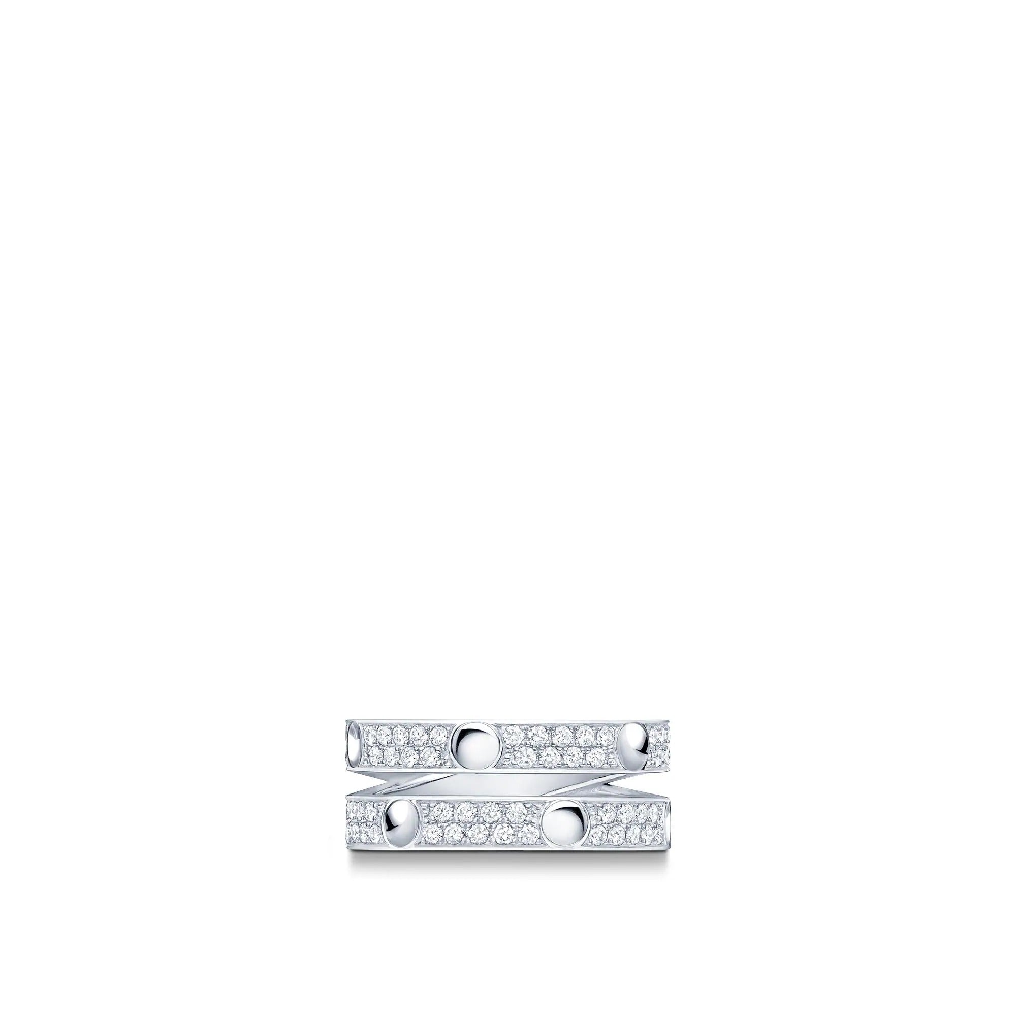 Empreinte Double Ring, White Gold and Diamonds