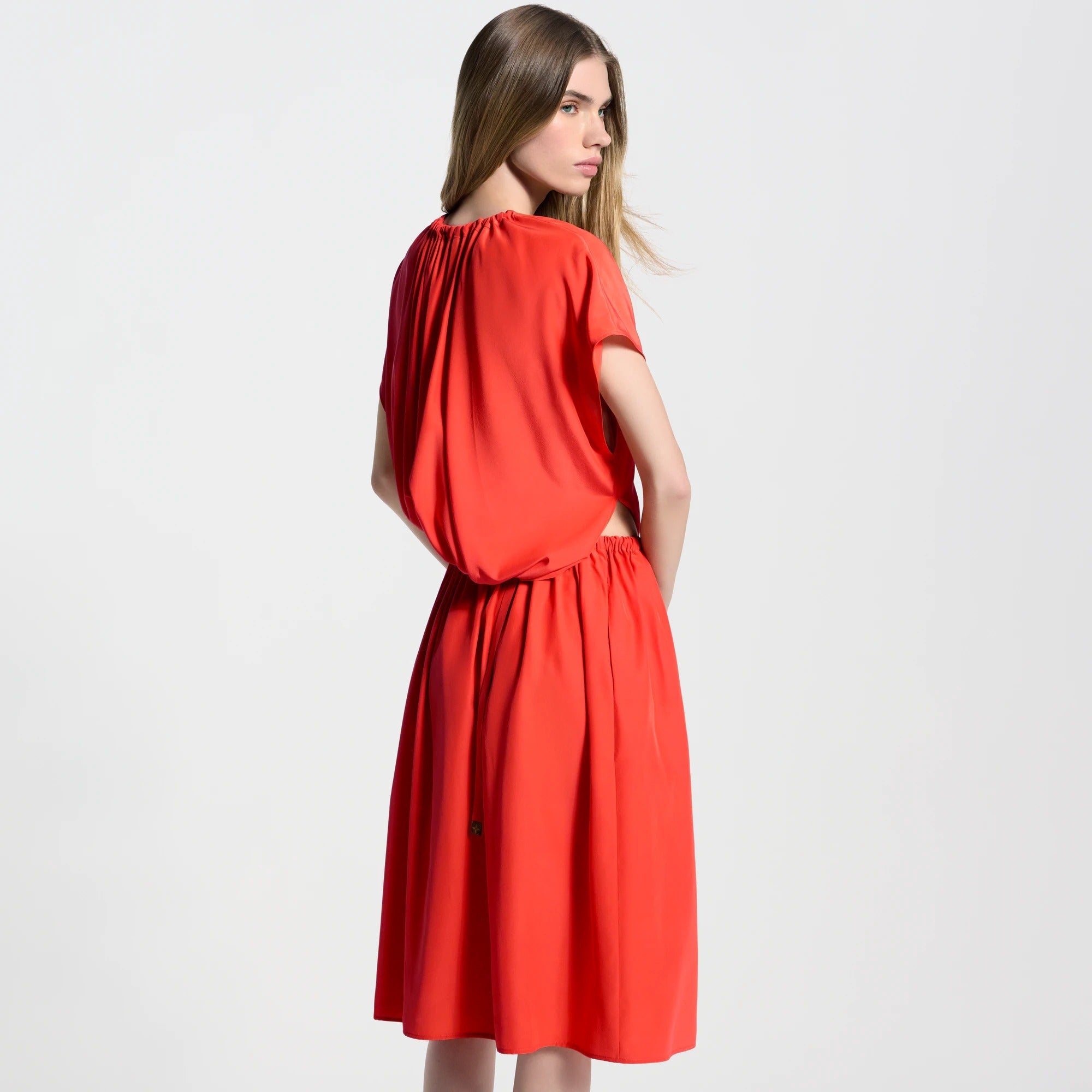 Washed Silk Drawstring Dress