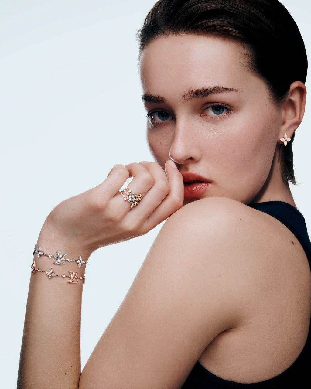 Idylle Blossom Multi-Motif Bracelet, Pink Gold and Diamonds