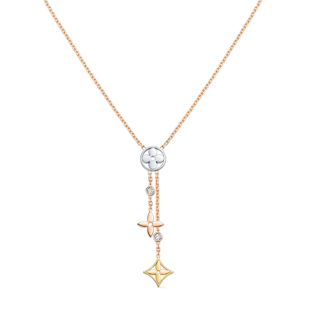 Idylle Blossom Y Pendant, 3 Gold and Diamonds