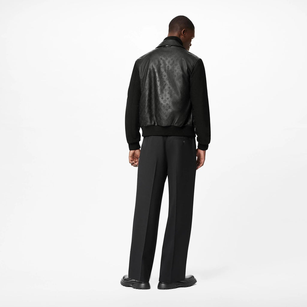 LVSE Embossed Monogram Mix Leather Blouson