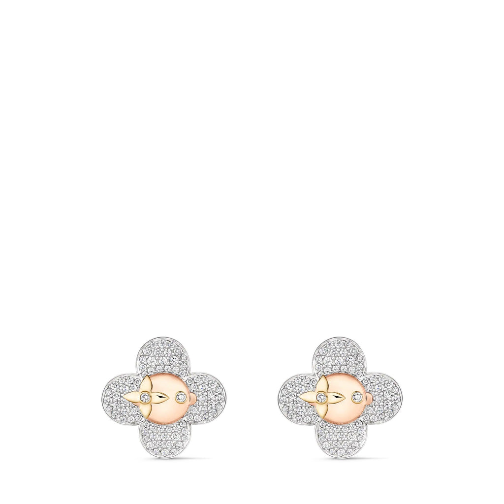 Vivienne Earrings, 3 Golds and Diamonds