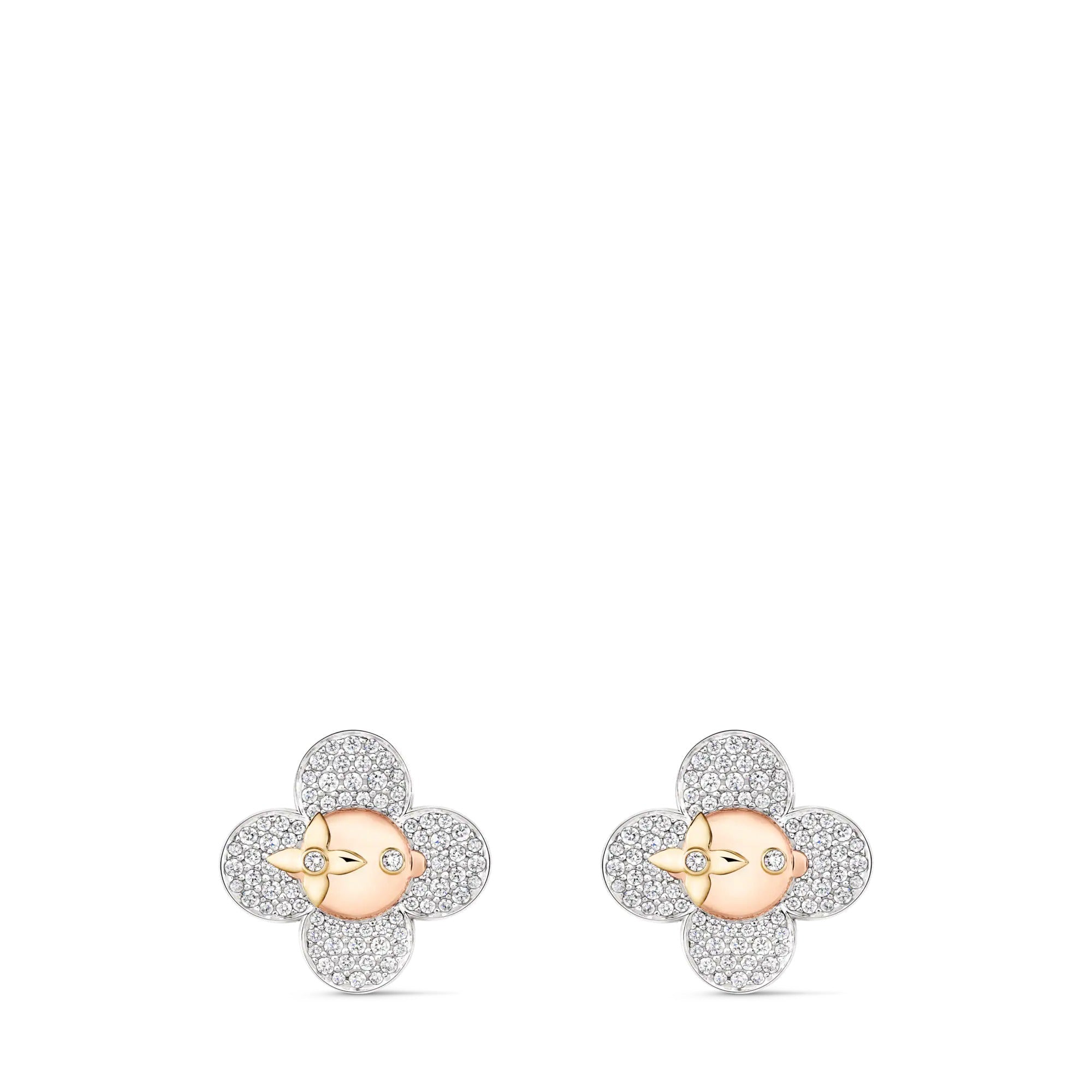 Vivienne Earrings, 3 Golds and Diamonds