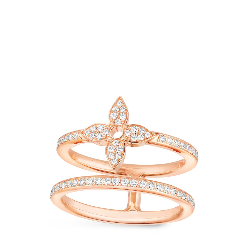 Idylle Blossom Two-Row Ring, Pink Gold And Diamonds