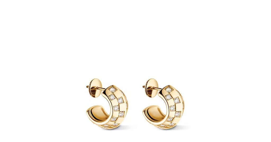 Le Damier de Louis Vuitton Double Hoops, Yellow Gold and Diamonds