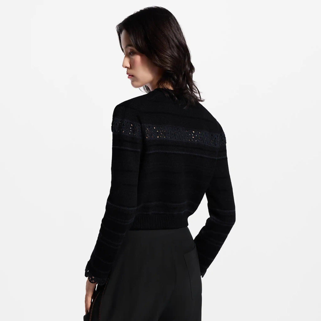 Lace Insert Knit Cardigan