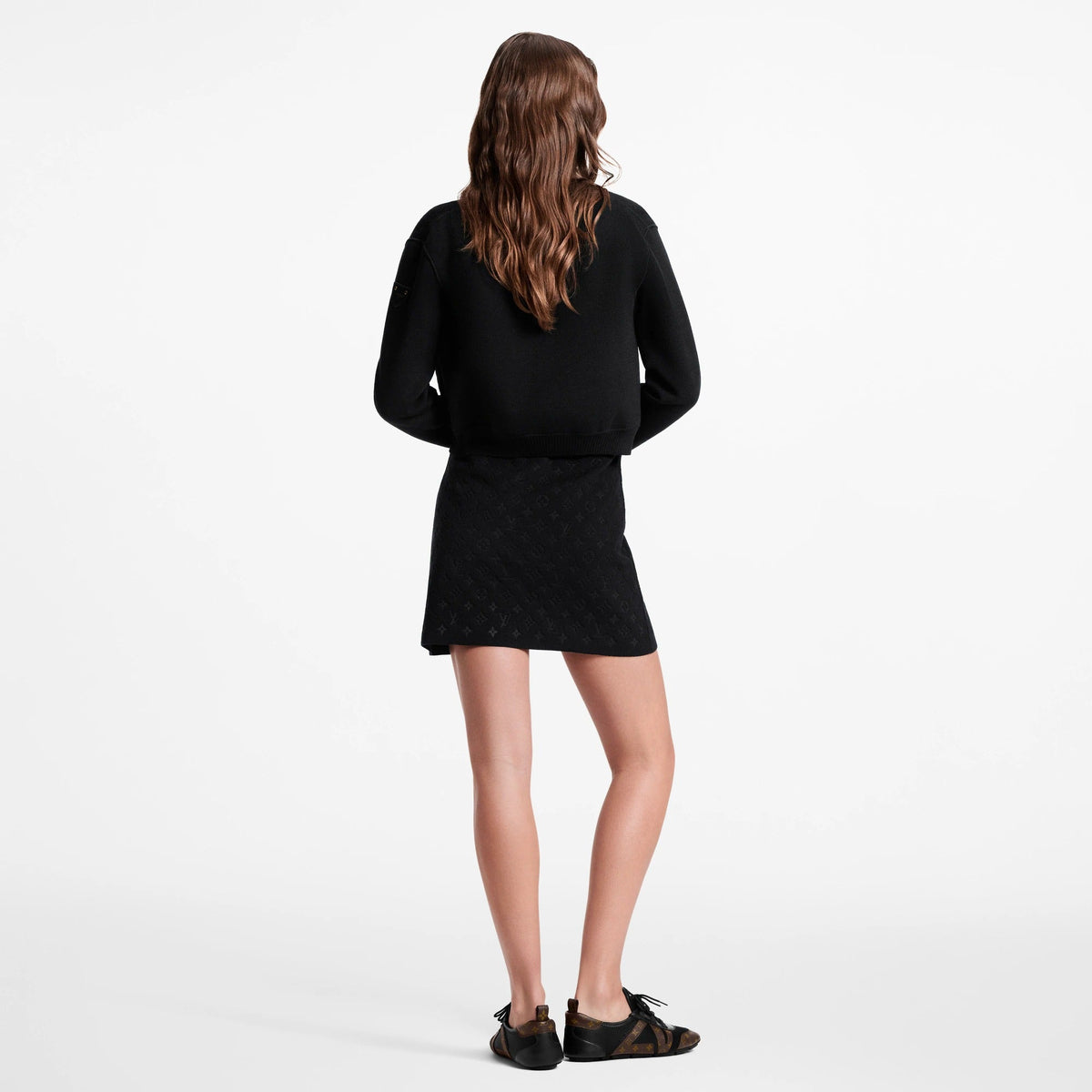 Monogram Accent Zip-Up Knit Jacket